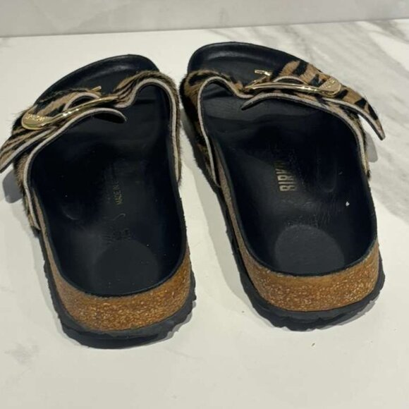 Birkenstock Women Big Buckle Zebra Cowhide Sandals Black Size 37 - Picture 8 of 8